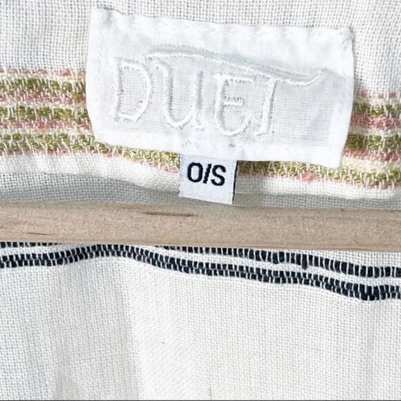 Anthropologie Duet Beige Striped Tasseled Mariska Caftan Coverup Dress One Size - Picture 6 of 10